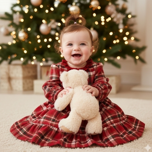 Tommy Bahama Other - Tommy Bahama Classic Red Tartan Christmas Dress for Baby Girl Size 12 Months